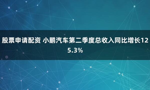 股票申请配资 小鹏汽车第二季度总收入同比增长125.3%